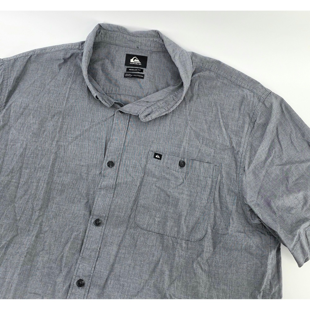 Quiksilver Button Down Shirt Casual Gray Short Sleeve Size XXL Mens Regular